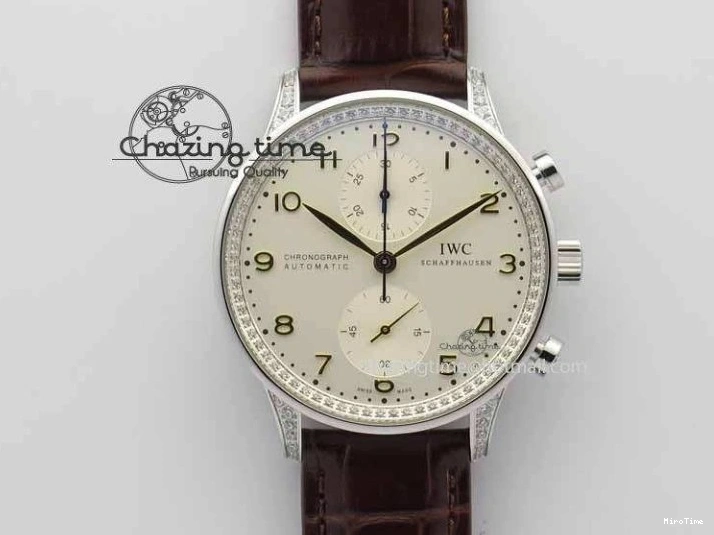 MIROTIME 1219 Portuguese IW3714 Diam ZF V2 1:1 Best Edition White Dial RG Numbers On Brown Leather Strap A79350 (Slim Movement) Fashionable 7246